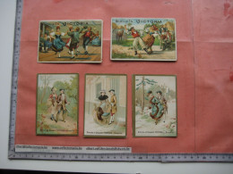 5 Cards C1880à1890 Chromo Litho  Biscuits Victoria - Rue Deneck - Bruxelles Koekelberg - Imprimerie WOLFF Ch. De Jette - Victoria