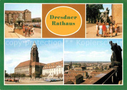 72629239 Dresden Rathaus Eingang Wappenloewen Bacchus Plastik Ratskeller Rathaus - Dresden