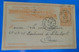 ENTIER POSTAL SUR CARTE  -  ETAT INDEPENDANT DU CONGO  1908 - Covers & Documents