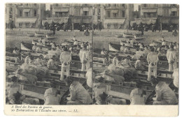 Bateau - A Bord Des Navires De Guerre - Carte Stereoscopique -  Embarcation De L'escadre Aux Vivres - Guerra