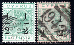 1886.VICTORIA  SG.29. SEE FIRST STAMP RIGHT 1/2 SURCHARGE. - Chypre (...-1960)