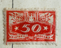 Pologne 1920 - Timbre Officiel Rouge 50f - VARIÉTÉ GROS DÉFAUTS - Unused Stamps