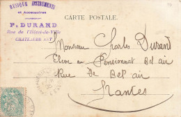 Chateaubriant * CACHET " Musique Instruments P. DURAND Rue De L'hôtel De Ville " Sur CPA Pape PIE X - Châteaubriant