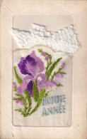 Embroidered Iris With Handkerchief  Iris Brodé Et Mouchoir  Silk - Embroidered