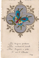 Embroidered Butterfly Papillon Brodé Sur Soie Silk Poeme Victor Hugo - Brodées