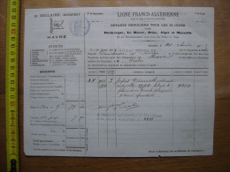 1875 Facture DEGLAIRE Armateur Paquebot CAMBRIAN VERMOUTH Havre NOILLY PRAT - Andere & Zonder Classificatie