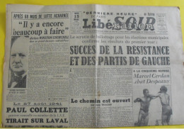 Journal Libération LibéSoir Du 15 Mai 1945. Churchill Boxe Cerdan Despeaux Résistance Laval Léopold III Weygand - Otros & Sin Clasificación