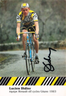 Vélo - Cyclisme -  Coureur Cycliste Luxembourgeois Lucien Didier - Team Renault Gitane 1983 - Signé - Cyclisme