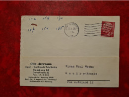 Lettre Allemagne 1954 CARTE ENTETE  OTTO AVERSANO HAMBOURG IMPORT GROSSHANDEZL FABRICATION - Autres & Non Classés