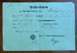 SEVERINO BONORA Firma Autografa Su LASCIAPASSARE DEL  COMANDO MILITARE - VIENNA 7 NOVEMBRE 1848 - Historische Documenten