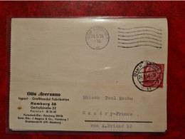 Lettre Allemagne 1954 CARTE ENTETE  OTTO AVERSANO HAMBOURG IMPORT GROSSHANDEZL FABRICATION - Autres & Non Classés