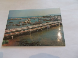 CAU XOM BONG NHA TRANG  ( VIET NAM )  XOM BONG BRIDGE AT HA TRANG PONT ANIMEES NOMBREUX BATEAUX - Vietnam