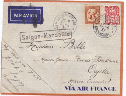 Lettre D'Indochine De Saïgon Pour Oujda Maroc Par Avion Ligne Saïgon-Marseille - Cartas & Documentos