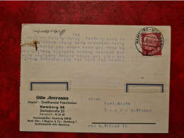 Lettre Allemagne 1954 CARTE ENTETE  OTTO AVERSANO HAMBOURG IMPORT GROSSHANDEZL FABRICATION - Andere & Zonder Classificatie