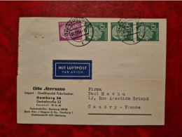 Lettre Allemagne 1954 CARTE ENTETE  OTTO AVERSANO HAMBOURG IMPORT GROSSHANDEZL FABRICATION - Andere & Zonder Classificatie