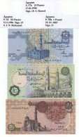 Ägypten  25 Piaster 1990 UNC, 50 Piaster 1996 UNC, 1 Pound 2007 UNC - Egypt