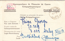 Carte-lettre Française Pour Correspondance à PG, De FAUVERNAY(C.d'or) Cachet Type A5 Du 8.11.40, Pour Stalag XIIIB - Oorlog 1939-45