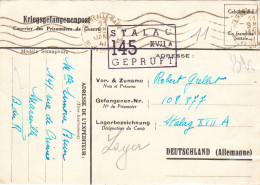Carte Française Pour Correspondance à PG, De MARSEILLE Obl Mécanique RBV 11 JAN 41, Pour Stalag XIIA, Censure 145 - 2. Weltkrieg 1939-1945