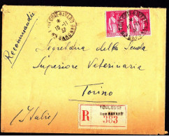 Francia,Racc.10-11-33 Da Tolosa,Rue Bayard Per Torino,al Retro Bollo Amb.Ventimiglia-Genova11-11-33 E Torino 12-11-33 - 1921-1960: Periodo Moderno
