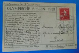 ENTIER POSTAL SUR CARTE POSTALE  -  JEUX OLYMPIQUE DE 1928  -  RARE - Entiers Postaux