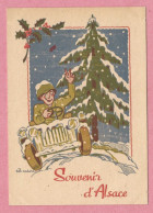 Guerre 39/45 - Souvenir D' Alsace - Soldats Américains - American Soldiers - Carte Signée Bob CADORE  - Jeap - Sapin - Guerre 1939-45