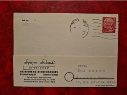 Lettre Allemagne 1956 CARTE SPITZEN SCHMIDT IMPORT EXPORT HEIDELBERRG ZIEGELHAUSEN - Andere & Zonder Classificatie