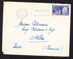 Francia, Targhetta "France Pays Du Tourisme" Su Fronte Di Lettera, Flamme Sur Devant De Lettre - 1921-1960: Moderne