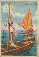 PESARO - DONNA IN BARCA / PIN UP - EDIZIONE CECAMI - SPEDITA 1946 (20753) - Pesaro