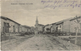 CPA Xanrey (Schenris), Sarrebourg-Château-Salins - Vue Sur La Rue Avec L'église, Feldpost 1916 - Autres & Non Classés