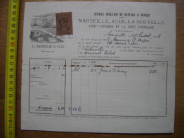 1888 Facture CASTALDI Bateaux A Vapeur Pains De Savon MARSEILLE A LA NOUVELLE - Other & Unclassified
