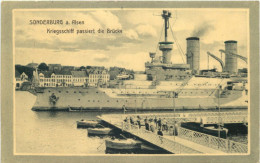 Sonderburg - Kriegsschiff Passiert Die Brücke - Danemark