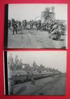 AFN Corps Expéditionnaire Français 5 Photos Casque Colonial Et Chemin De Fer 10.5x14.7cm - Guerre, Militaire