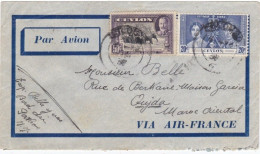 CEYLAN : Lettre De Colombo Pour Le Maroc Via Air France - Sri Lanka (Ceylon) (1948-...)