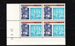 MONACO 1972  Télécommunications  Bloc De 4 Coin Daté  28.9.1972  ** - Sonstige & Ohne Zuordnung