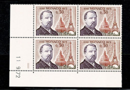 MONACO 1972 Eugène Ducretet  Bloc De 4 Coin Daté  1.11.72  ** - Andere & Zonder Classificatie