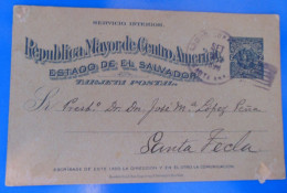 ENTIER POSTAL SUR CARTE   -  1898 - El Salvador