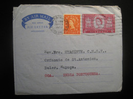 SCARBOROUGH England 1956 To Mapuça Goa Aerogramme Air Letter Portuguese INDIA Colonies Portugal - India Portoghese