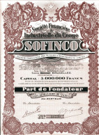 SOFINCO - Soc. Financière & Industrielle Du Congo; Part De Fondateur - Afrique