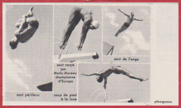Plongeon. Saut Par Mady Moreau, Championne D'Europe. Divers Plongeons. Larousse 1960. - Historical Documents