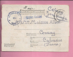 CORRESPONDANCE DES PRISONNIERS DE GUERRE   Enveloppe Lettre Envoye A CROUAY Calvados 1942 - 1921-1960: Periodo Moderno