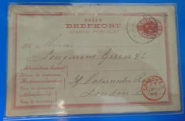 ENTIER POSTAL SUR CARTE   -  1883  -  TAMPON ROUGE - Entiers Postaux