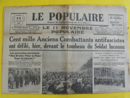 Journal Le Populaire  Du 12 Novembre 1935. Socialiste SFIO Solidarité Française Camelots Du Roy Fascite Jean Renaud Blum - Otros & Sin Clasificación