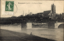 CPA Beaumont Sur Oise Val D'Oise, Brücke, Kirche - Sonstige & Ohne Zuordnung