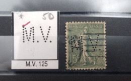 FRANCE M.V 125 TIMBRE MV 125 INDICE 5 SUR 130 PERFORE PERFORES PERFIN PERFINS PERFO PERFORATION PERFORIERT - Used Stamps