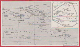 Carte De La Polynésie Française. Larousse 1960. - Documents Historiques