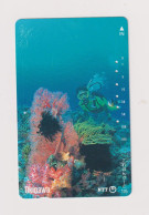 JAPAN  - Diver On Coral Reef Magnetic Phonecard - Japón