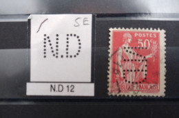 FRANCE ND 12 TIMBRE INDICE 5 SUR 283 PERFORE PERFORES PERFIN PERFINS PERFORATION PERCE LOCHUNG - Used Stamps