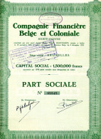 Congo Belge: COMPAGNIE FINANCIÈRE BELGE Et COLONIALE - Afrique