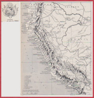 Carte Du Pérou. Carte Avec Départements. Armoiries. Larousse 1960. - Historical Documents