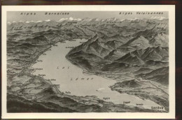 11305250 Lac Leman Genfersee Uebersichtskarte Genfersee Alpes Vernaises Alpes Va - Sonstige & Ohne Zuordnung